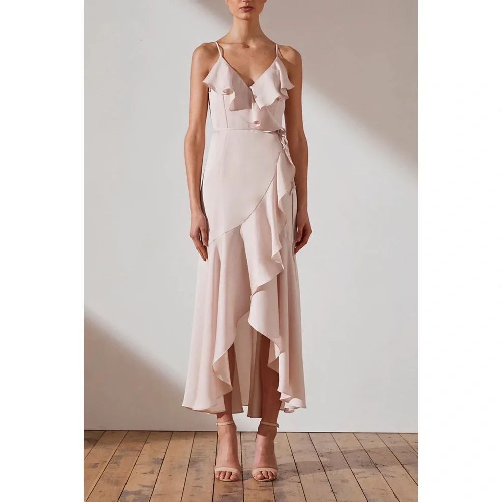 Free People Shona Joy LUXE BIAS FRILL WRAP DRESS